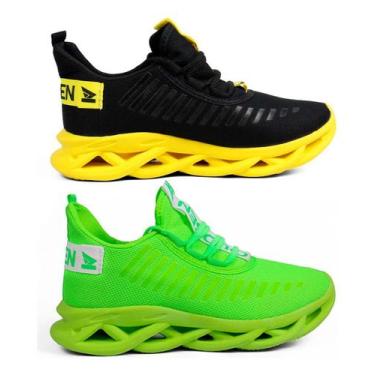 Imagem de Kit 2 Tênis Masculino Jaguar Esportivo Corrida Leve Macio - Oldsen, Am