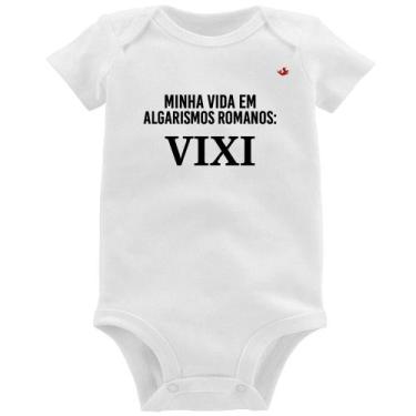 Imagem de Body Bebê Minha vida em algarismos romanos - Foca na Moda, Branco, M