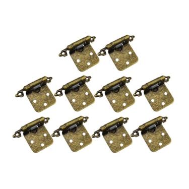 Imagem de WeiLaiKeQi 10 peças de fechamento de dobradiças semi -escondidas acessórios de hardware face mound mola debre o armário de cozinha dobradiças, Bronze Antigo