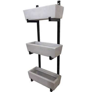 Imagem de Suporte Prateleira de Ferro Jardim Vertical com 3 Floreiras Cor: Cinza