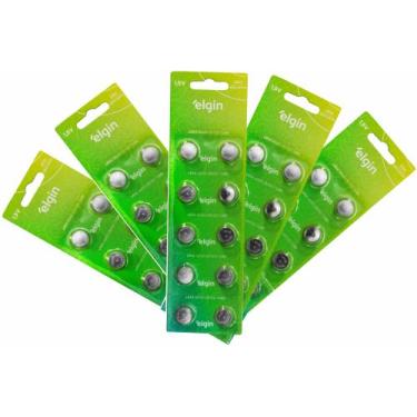 Imagem de Kit 5 Cartelas Bateria Elgin Lr54 Ag10 Lr1130 1.5v Com 50 Un