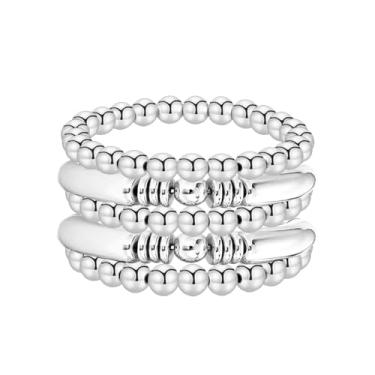 Imagem de COLORFUL BLING Conjunto de 5 a 7 peças de pulseiras empilháveis boêmias em camadas com contas de ouro indiano pulseira elástica Amizade Boho Joias para mulheres, Metal, Liga metálica.