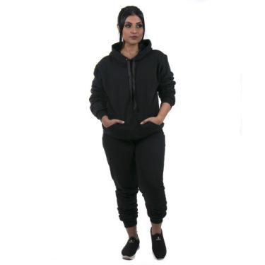 Imagem de Conjunto Moletom Feminino Calça Preta e Blusa de Moletom cor Preto - I