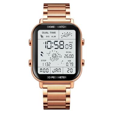 Imagem de CARLIEN Relógio masculino multifunções esportivo digital com visor de LED, pedômetro 3D, espaço, astronomia, calendário, cálculo, calorias, à prova d'água, fácil leitor, quartzo, relógio de pulso