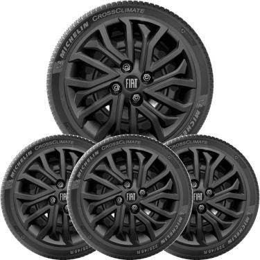 Imagem de 4X Calota Fiat Mobi Argo Cronos Aro 15 Preto Logo Novo 296Cp