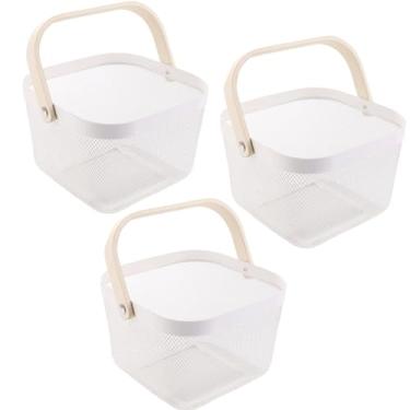 Imagem de Cesta de piquenique, 3 peças, cesta portátil de plástico, para alimentos, lanches, frutas, vegetais, acessórios de cozinha para crianças, armazenamento de brinquedos, acampamento ao ar livre