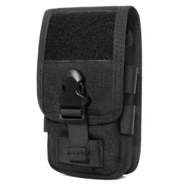 Imagem de TRIWONDER Bolsa tática para telefone Molle, bolsa coldre para smartphone EDC utilitário com bloqueio de celular, porta-cartões, organizador adequado para cinto de cintura (preto)