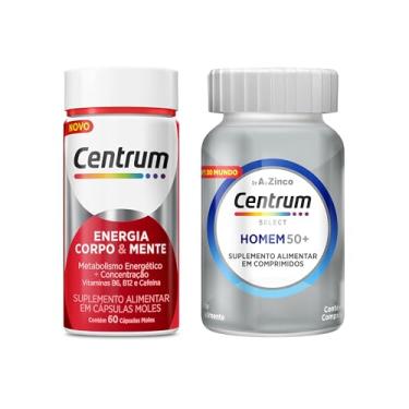 Imagem de Centrum Select Homem 50 mais Multivitamínico De A a Z + Centrum Suplemento Multivitamínico Adulto Energia, Corpo e Mente 1 Unidade, 60 cápsulas