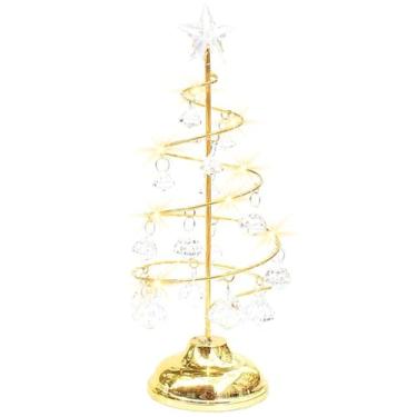 Imagem de Árvore de Natal Luz Noturna Árvore de Natal Luz Noturna LED Estrela Topper Base Banhada a Bateria Decorações de Natal para Mesa de Cabeceira, Sem Bateria, Ouro, Iluminação Quente