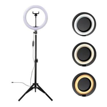 Imagem de Ring Light Led Iluminador 26cm + Tripé Completo Oferta - kit youtuber