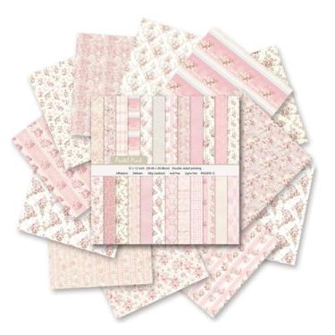 Imagem de 24 folhas/24 desenhos de papel com padrão floral, 30,5 x 30,5 cm, papel cartolina dupla face para decoração de cartão de fundo DIY