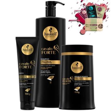 Imagem de Kit Haskell Cavalo Forte Shampoo 1l Mascara 1kg + Leave-in