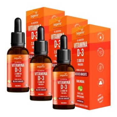 Imagem de 3x Vitamina D3 2000ui Óleo de Abacate Bigens Limão 20ml, Limão