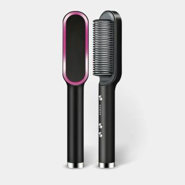 Imagem de Escova Alisadora De Cabelo Escova Elétrica Alisadora E Modeladora De Cabelo Secadora Profissional 3 em 1 (Preto) - YODHE