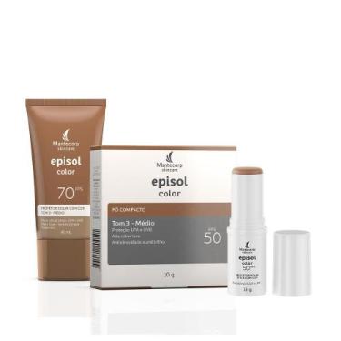 Imagem de Kit Make FPS Episol Color Pó Compacto + Base + Stick tom3 - Mantecorp 