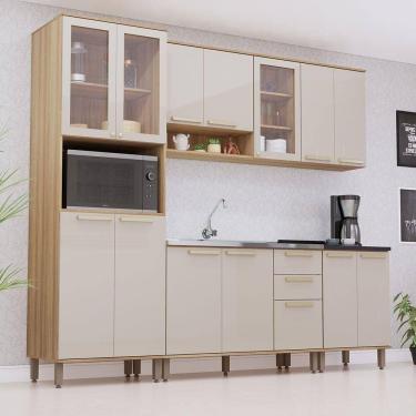 Imagem de Cozinha Modulada Compacta 5 Peças Sem Tampo De 120 E Sem Pia Avelã-mocca Laca