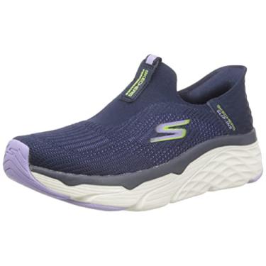 Imagem de Skechers Tênis feminino de transição sem cadarço Elite com amortecimento, Azul-marinho/lavanda, 6.5