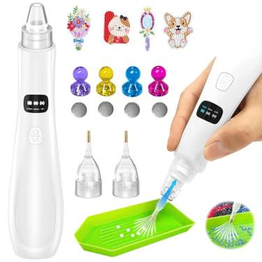 Imagem de Canetas elétricas de pintura de diamante com bomba de vácuo, 3 modos de sucção ajustáveis, acessórios de arte de diamante sem necessidade de cera, 4 peças de acessórios localizadores de arte de