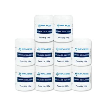 Imagem de Kit 10 Graxa De Silicone Dielétrica Pote 100g Implastec