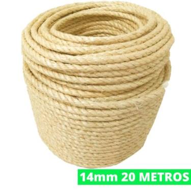 Imagem de Corda De Sisal Natural 14mm 20 Metros Resistente Trança Arranhador Gat