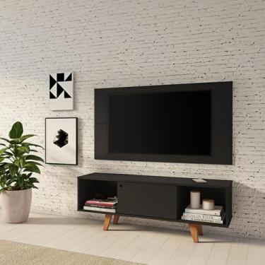 Imagem de Rack com Painel para TV até 42 Polegadas Polo Preto 135 cm - Mobly