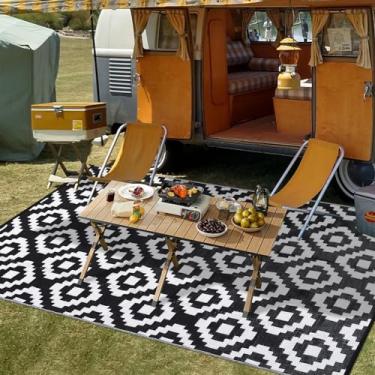 Imagem de dainslef Tapete para ambientes externos, 20 x 25 cm, impermeável, plástico, palha, tapete de acampamento, leve, reversível, tapete dobrável para varanda, quintal, piquenique, trailer, piscina, deque