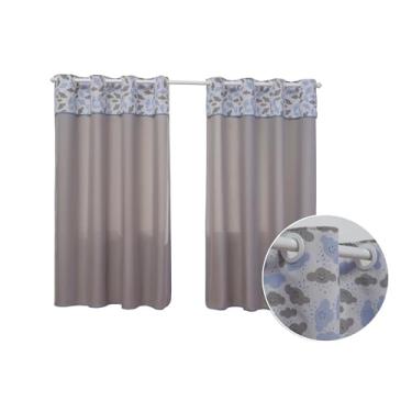 Imagem de Cortina para Quarto Menino Menina 2,00M x 1,40M Decorativa Alegre Ótimo Acabamento e Barato (NUVEM CINZA E AZUL)