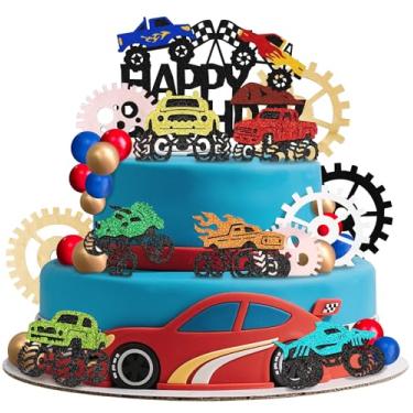 Imagem de Monster Truck Cake Topper Monster Car Theme Birthday Party Supplies - Happy Birthday Cake Toppers & Cupcake Toppers