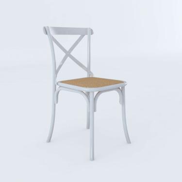 Imagem de Cadeira Katrina Branca Assento Corano Bege Aço Bege