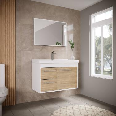 Imagem de Gabinete Para Banheiro Mdf 60Cm Com Cuba Potenza Riverzza Berlin