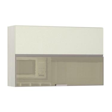 Imagem de Armário Basculante Misto 120cm 1 Pt Fechada 1 Porta Com Vidro Bronze Luci Legno Crema Com Kashmir