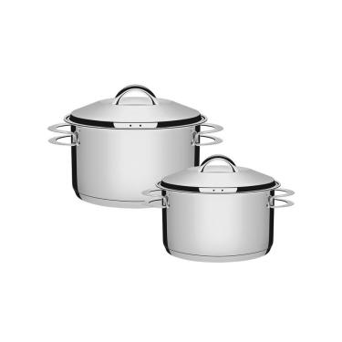 Imagem de Caçarola Funda 20 Cm 3,6 L + Caçarola Funda 16 Cm 1,8 L Solar Em Aço Inox Fundo Triplo...