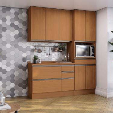 Imagem de Kit De Cozinha 3 Peças Com Tampo De Madeira Canela