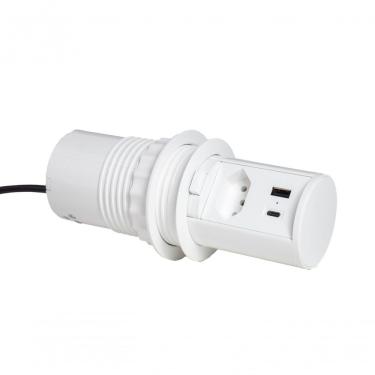 Imagem de Torre De Tomada Mini Totem Pop20 1 Tomada + 2 Usb Tipo Aa- Branco Mini Totem Branco 1 Tomada E 2 Usb Tipo A E Tipo C