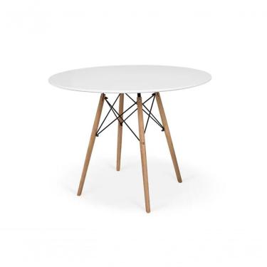 Imagem de Mesa Eiffel 4 Lugares Redonda Madeira 90cm Branco para Cozinha Sala de Jantar Ou Escrit...