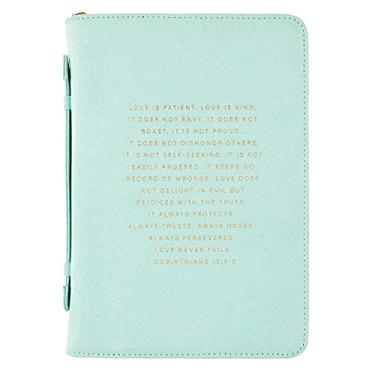 Imagem de Creative Brands Capa da Bíblia de Camurça da Coleção Faithworks-Simply Faith, 18 x 25 cm, Seafoam-I Cor. 13:4-8
