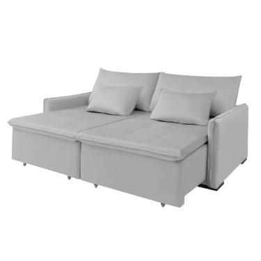 Imagem de Sofá Cama Slim New Roma 2 Mts Veludo Molas Bonnel Com Pillow Cor:cinza