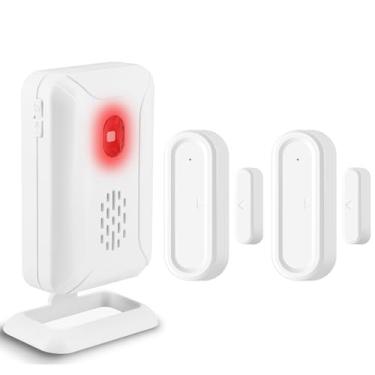 Imagem de greencycle Alarme De Porta Aberta Com Receptor Portátil, Sem Fio Operado Por Bateria, Campainha Fio, Alcance 600 Pés, 36 Campainhas, Modo Mudo 4 Volumes Ajustáveis, Para Casa/Escritório/Loja (1 + 2