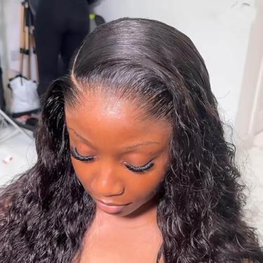 Imagem de Lemoda Peruca De Fechamento Renda Hd 5X5, Cabelo Humano Virgem 12A, Com Ondas Profundas, Densidade 180%, Cristal Derretido, 0,10 Mm, Ultrafina, Invisível, Cacheada, 22"