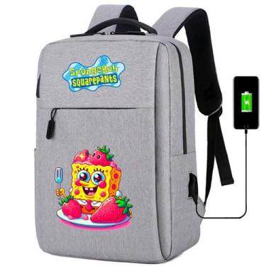 Imagem de Mochila Escolar Infantil com USB Estampa Esponja Divertida Amarela par