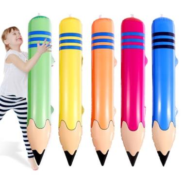 Imagem de Lyreh 5un Peças Lápis Insufláveis Grandes, PVC Balões Insufláveis Gigantes Engraçados Decorações Sala Aula Decoração Práticos para Festa Finalistas Aniversário Sala Aula Parque Infantil
