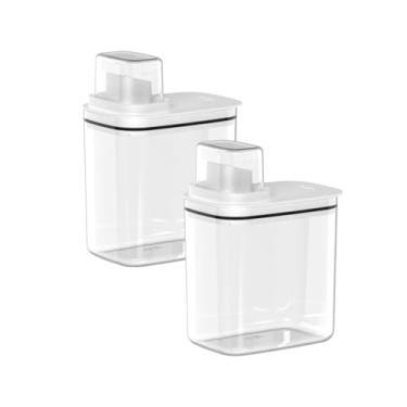 Imagem de Kit 2 Dispensers para Lavanderia 1,5 Litros Organizadores de Sabão/Amaciante Flow Ou Cor:Branco
