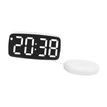 Imagem de IEUDNS Acessório de relógio digital com temperatura, data e alarmes, decoração para casa, relógio de parede grande para quarto, escritório e mesa, Exterior Branco