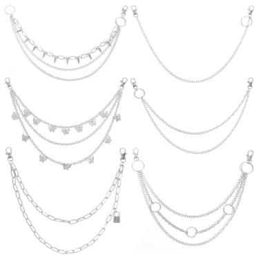 Imagem de WQSOAFU Cinto y2k (corrente de calça com rebite de borboleta), Prata, Tamanho Único