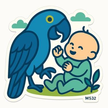 Imagem de Adesivo Bebê a Bordo: Arara-Azul e Bebê