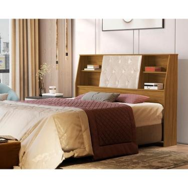 Imagem de Cabeceira Núbia Casal 1.4 Com Capitonê Nature/Bege – VJ Móveis