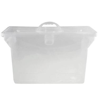 Imagem de Kit 12 Maletas Arquivo para Pastas Suspensas Documentos Dello Caixa Plástica Organizadora Empilhável Transparente