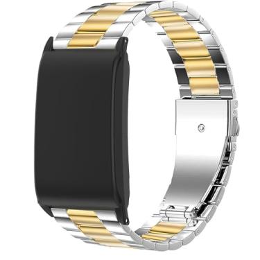 Imagem de Lamshaw Compatível com pulseiras WHOOP PEAK com capa, tiras de substituição de aço inoxidável de liberação rápida compatíveis com WHOOP 5.0 PEAK, LIFE MG, One, 4.0, 3.0 (prata-ouro)