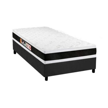 Imagem de Cama Box Solteiro: Colchão Espuma Castor D45 Black E White Air Double Face + Base Gray(88X188)
