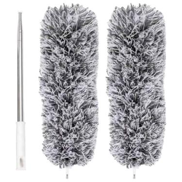 Imagem de Espanador microfibra telescópico limpar poeira teto limpeza debaixo da cama remover o pó(2-PEÇAS)